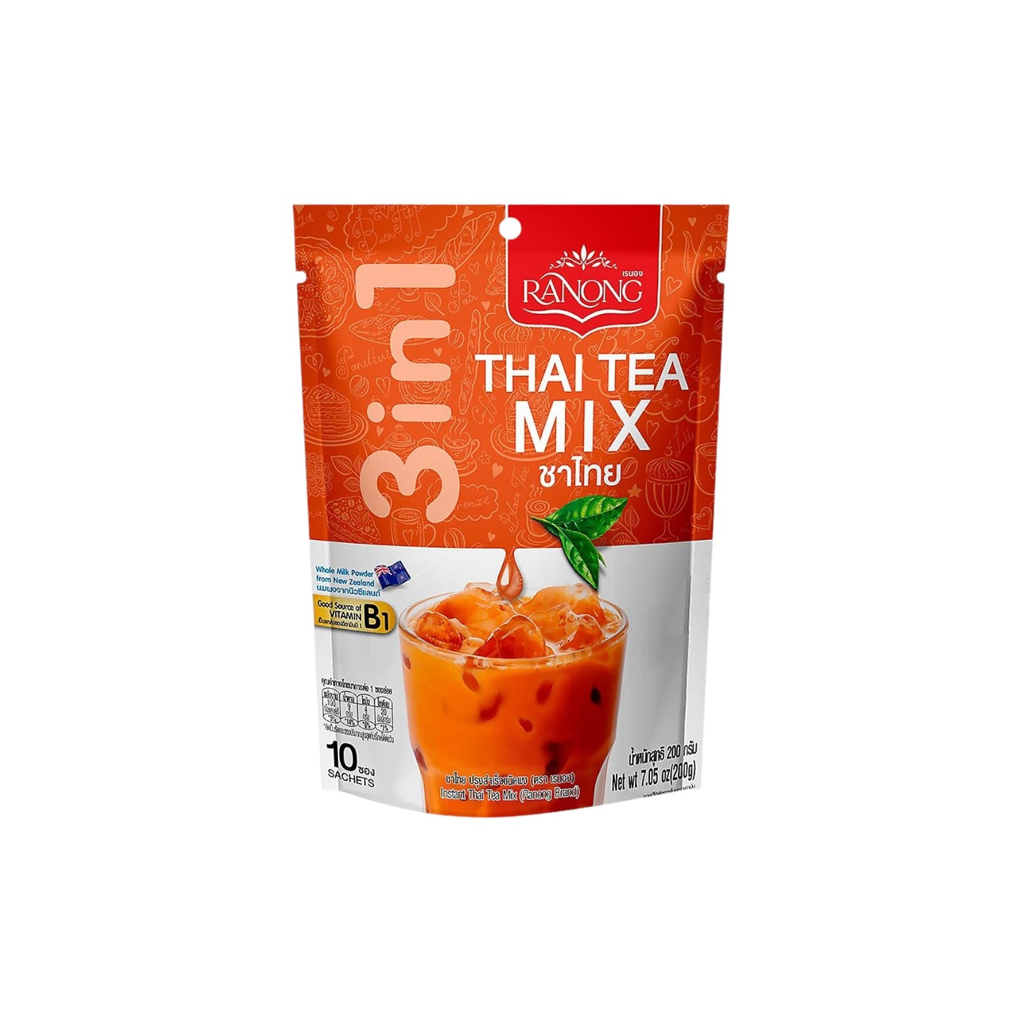 RANONG 3 in 1 Instant Thai Tea Mix 200g. (10 sachets)