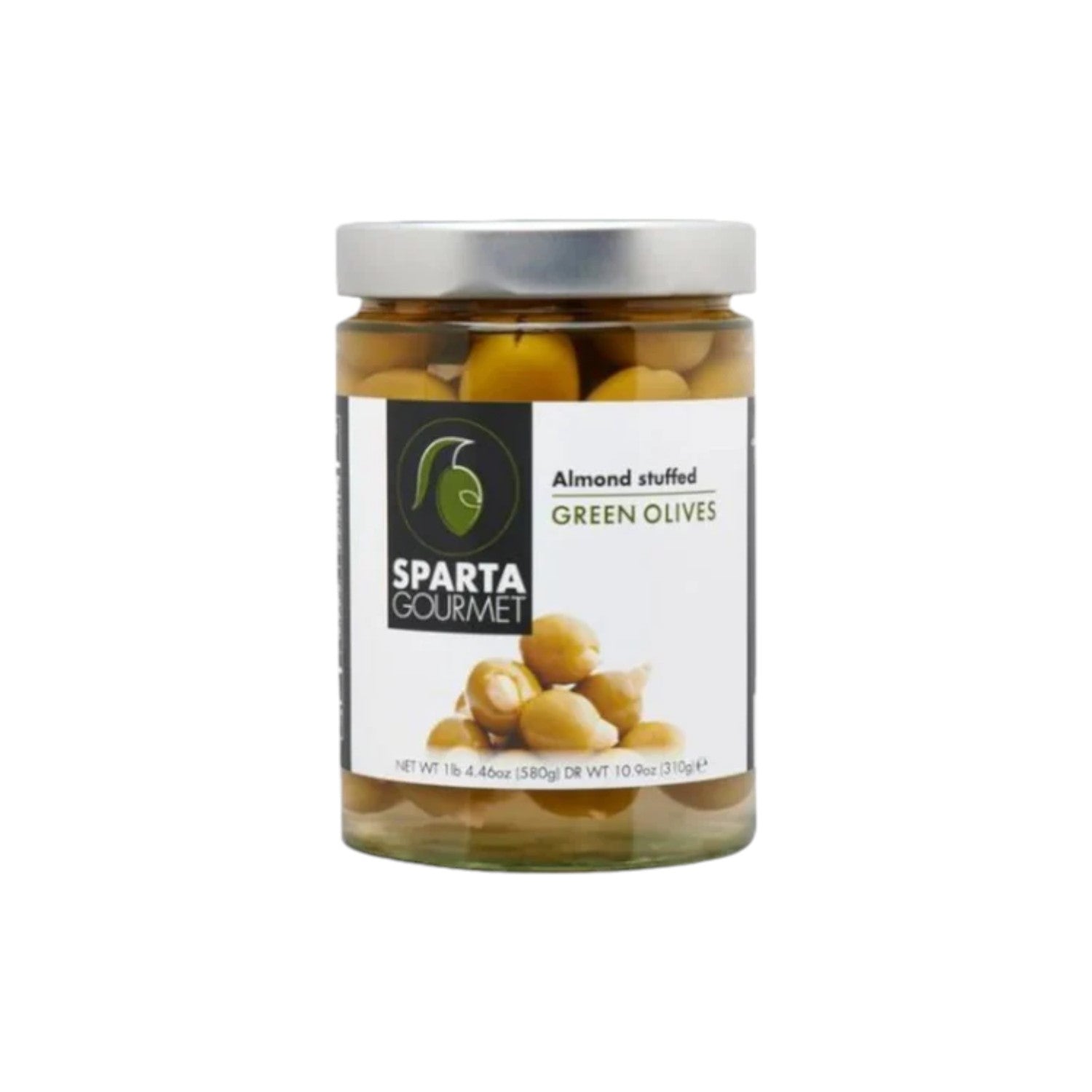 Sparta Gourmet Almond Stuffed Green Olives 580g. (Drained Wt 310g)