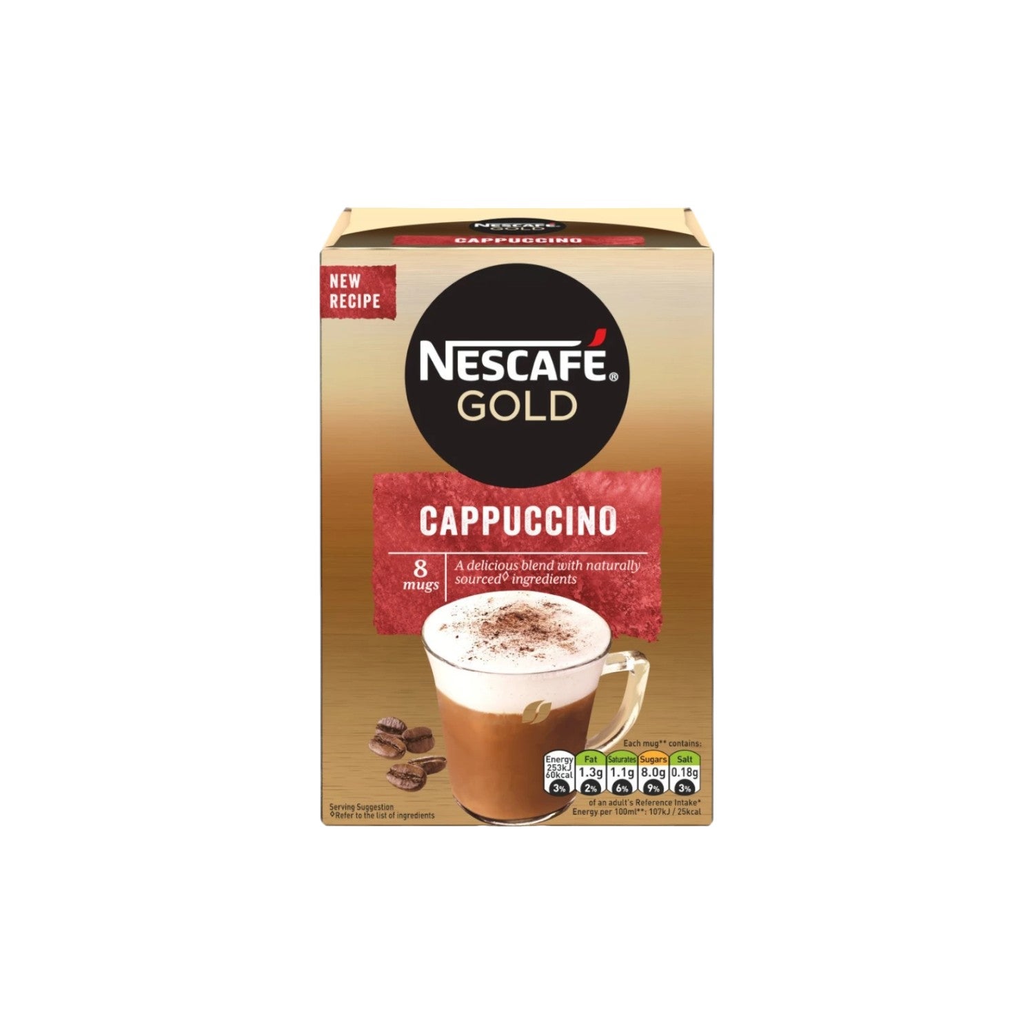 NESCAFE Gold Cappuccino Instant Coffee Sachets. (8 Mugs)