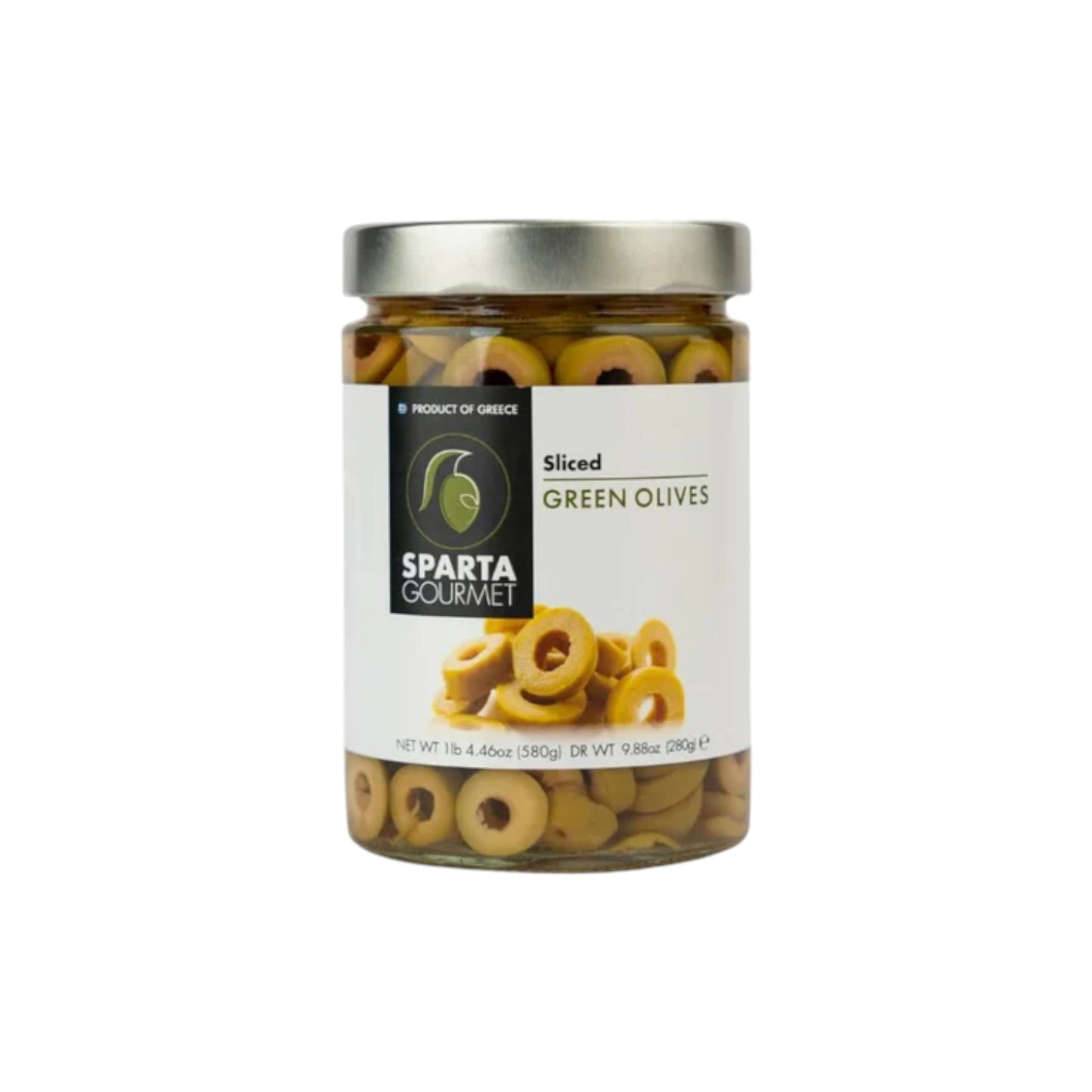 Sparta Gourmet Green Olives 580g. (Drained Wt 280g)