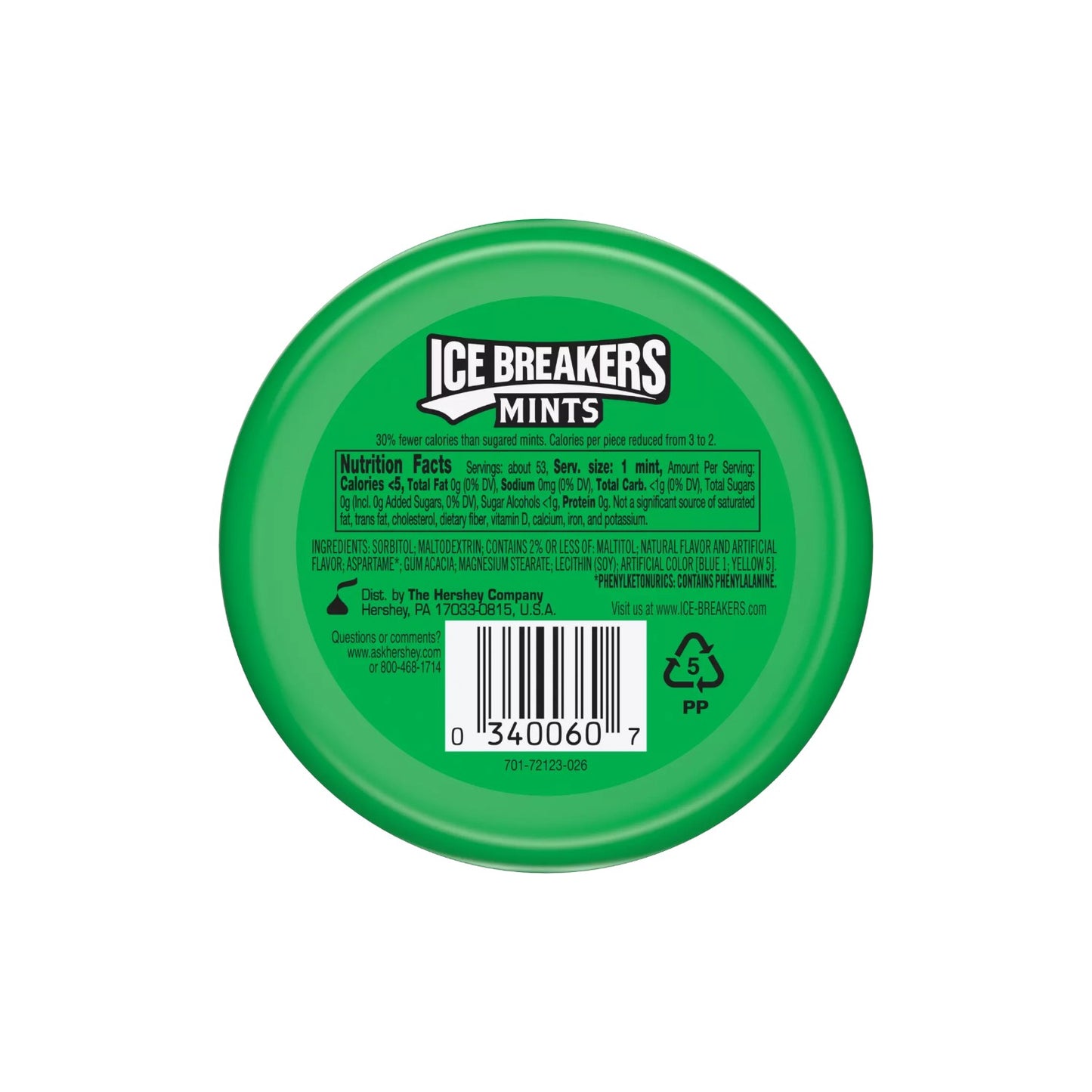 ICE BREAKERS Spearmint Sugar Free Mints 42g.