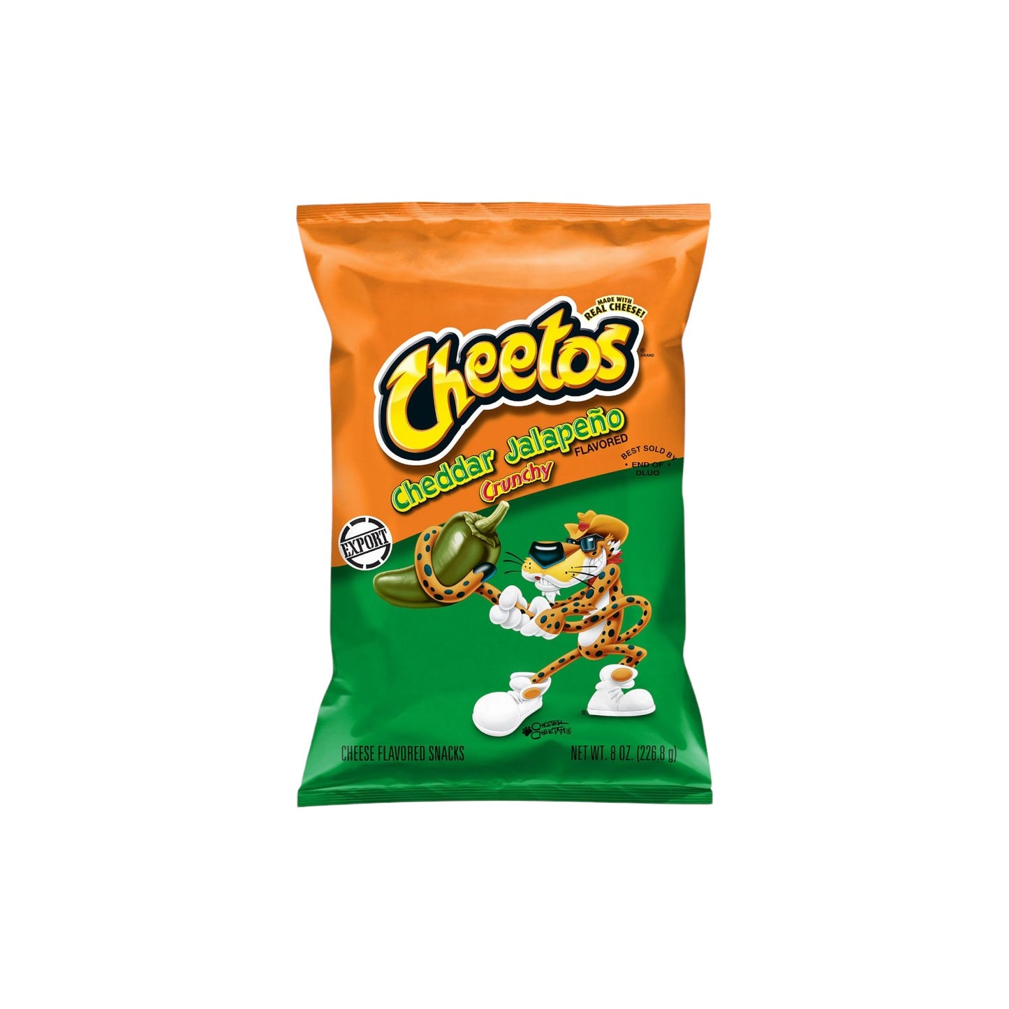 CHEETOS Crunchy Cheddar Jalapeno Cheese Flavored Snacks 226.8g.