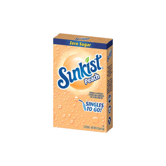 Sunkist Peach Flavored (zero sugar) Drink Mix (6 singles)