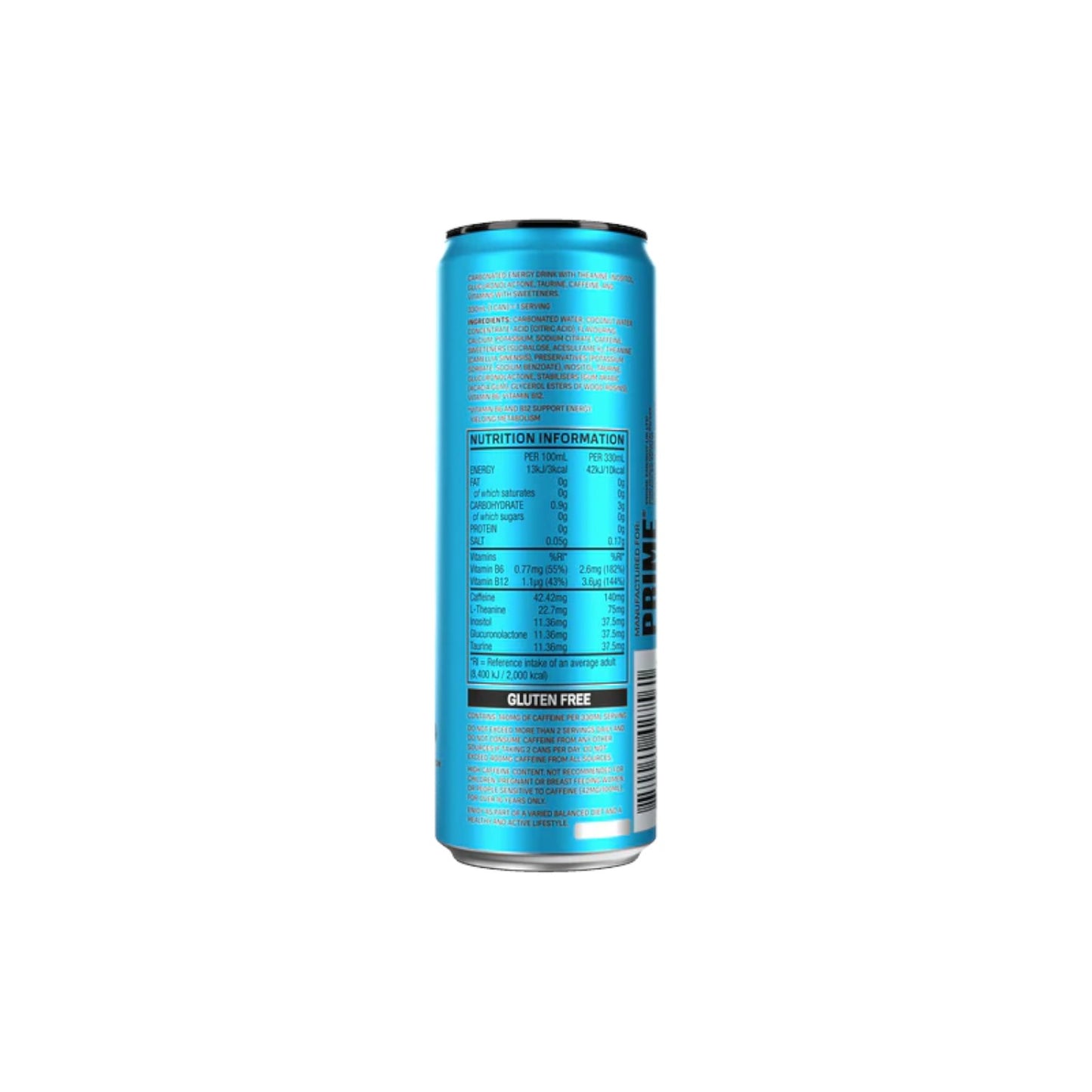 PRIME Blue Raspberry Flavour Energy Drink 330ml.