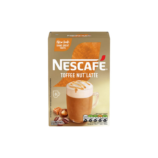 NESCAFE Toffee Nut Latte (8 x 18.6g ) Sachets.