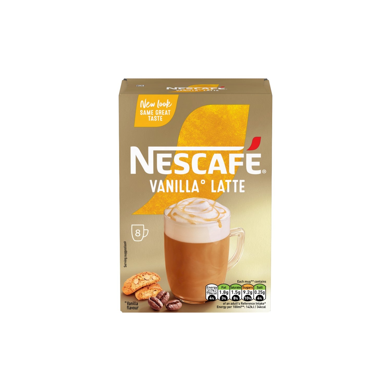 NESCAFE Vanilla Latte (8 x 18.5g ) Sachets.