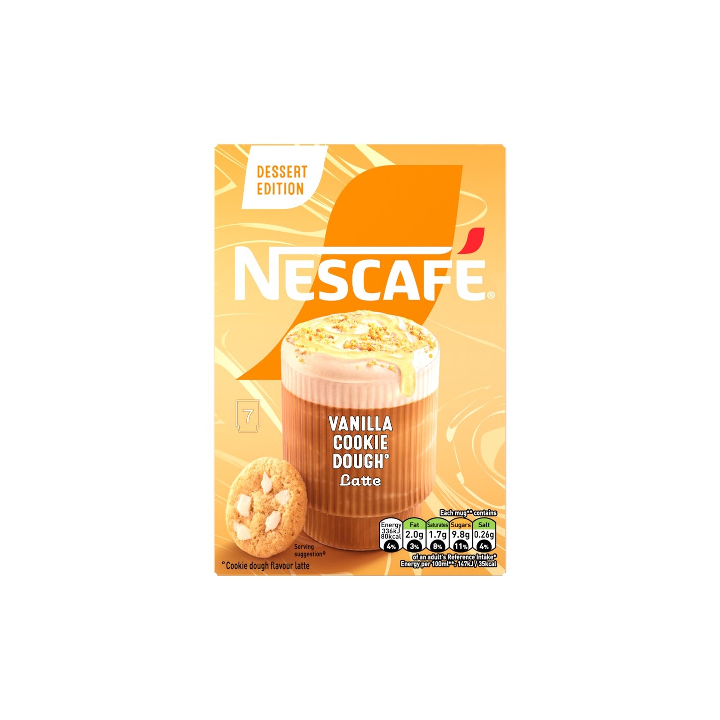 NESCAFE Vanilla Cookie Dough Latte (7 x 19.5g ) Sachets.