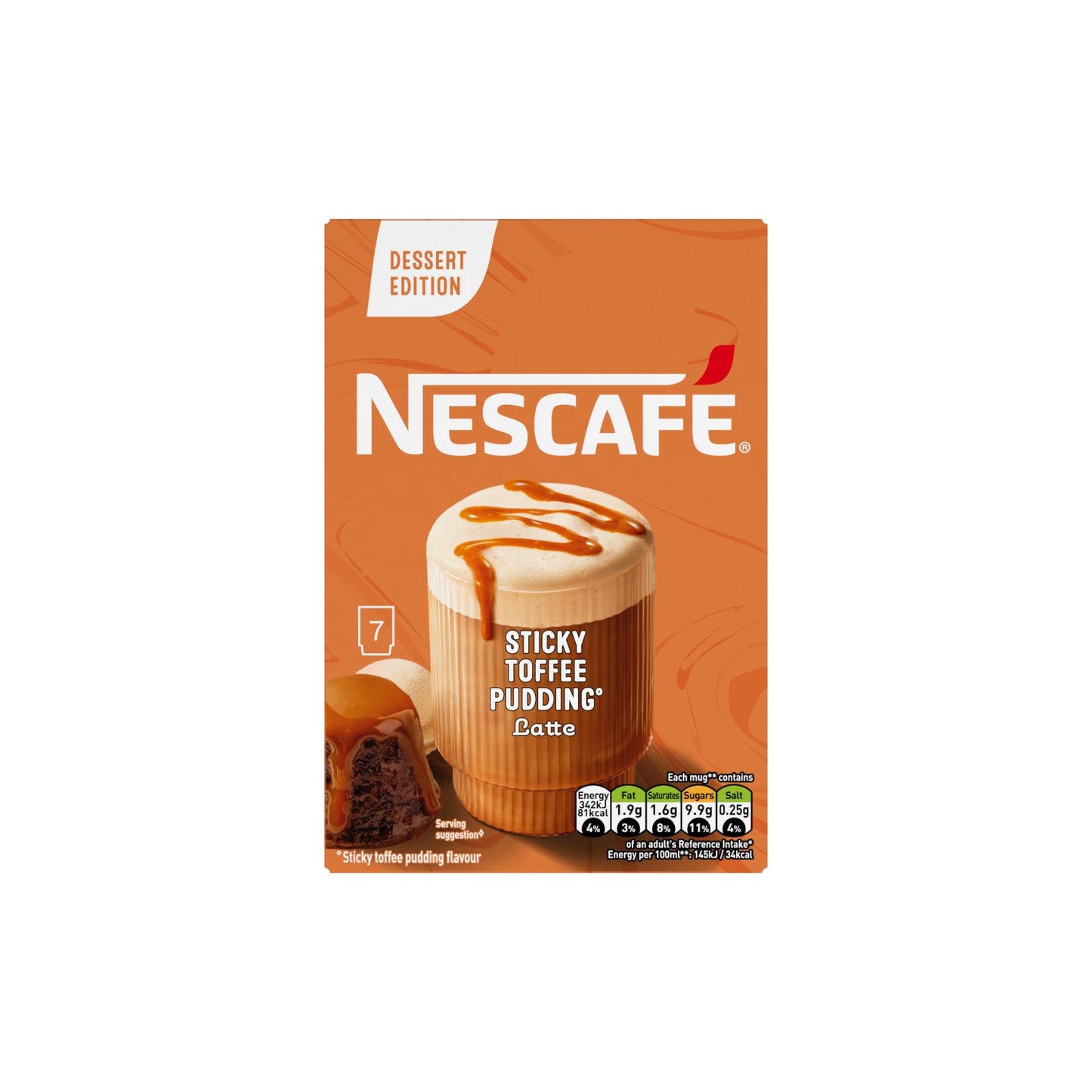 NESCAFE Sticky Toffee Pudding Latte (7 x 20g ) Sachets.