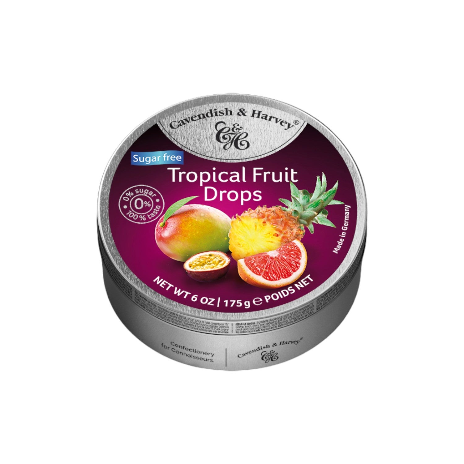 Cavendish & Harvey Sugar Free Tropical Fruit Drops, 175g.