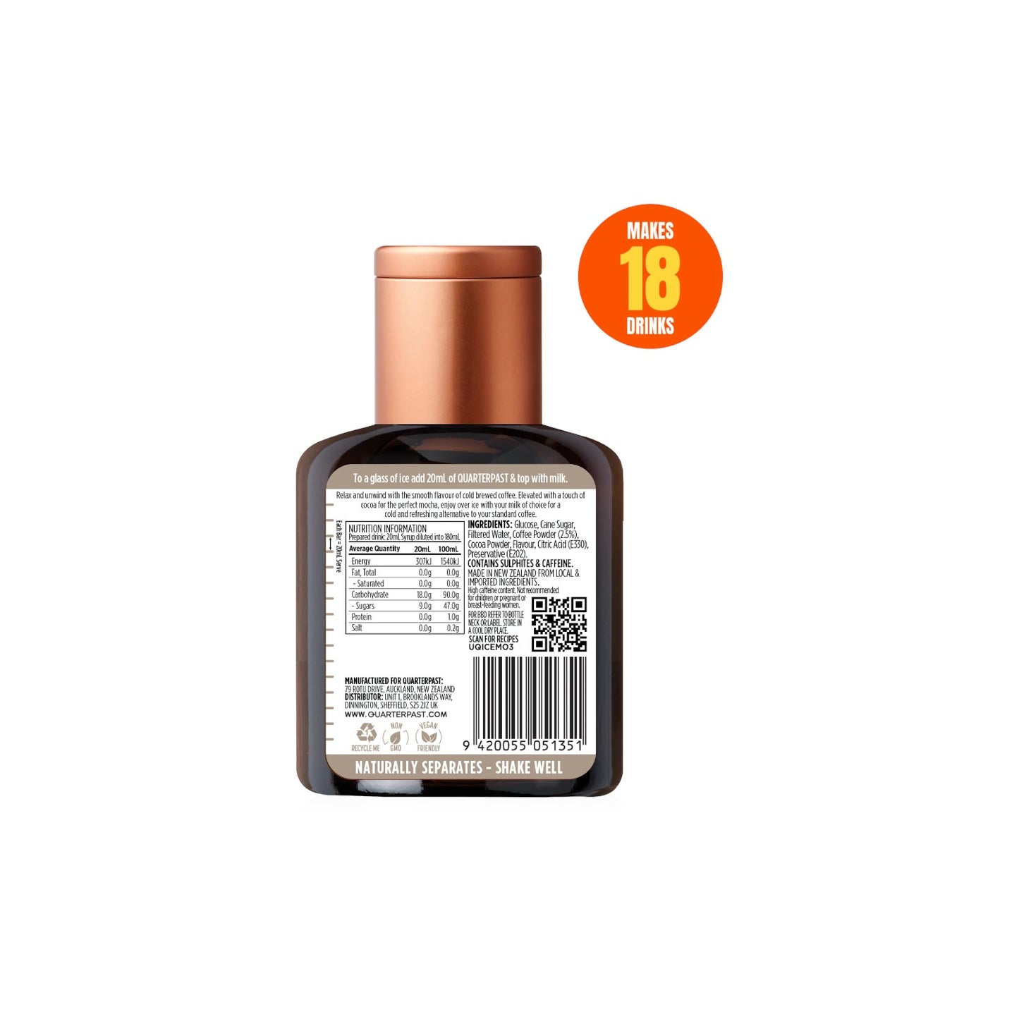 QUARTERPAST Mocha Iced Coffee Concentrate 360ml.