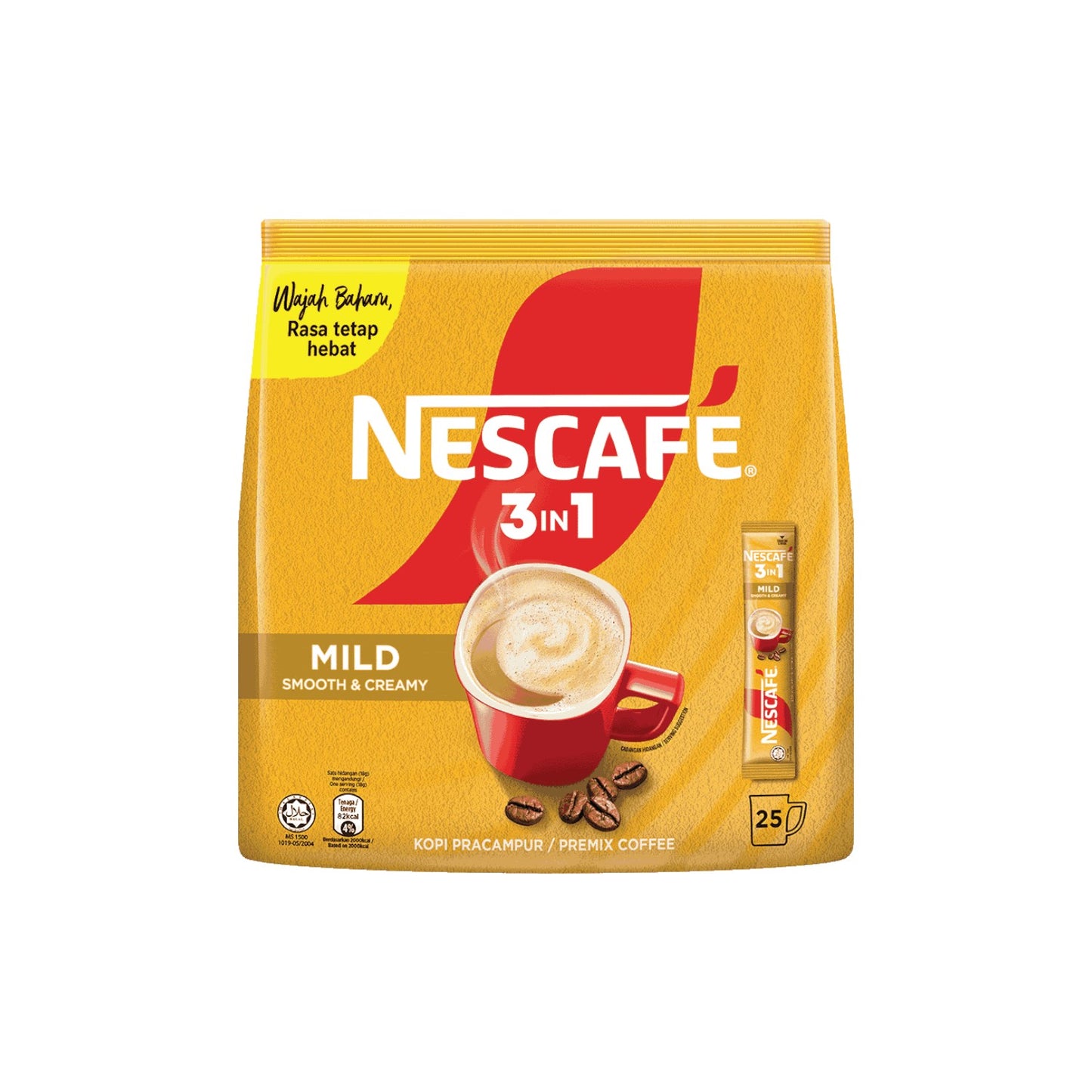 NESCAFE 3 in 1 Mild Instant Coffee (Smooth & Creamy) 25 Sticks.