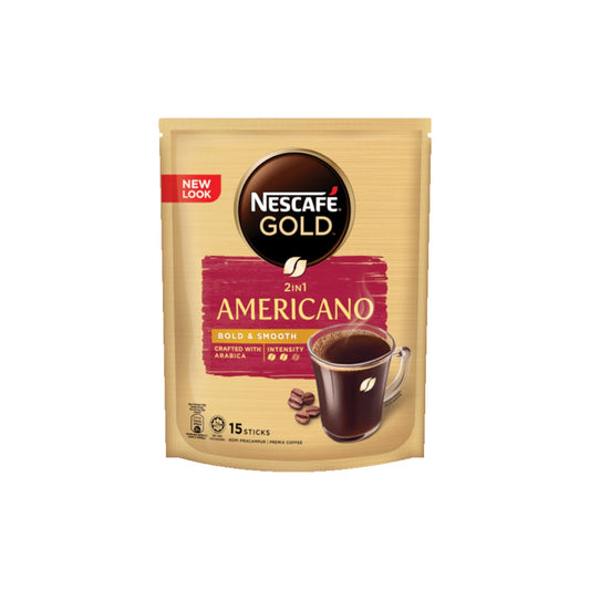 NESCAFE Gold 2 in 1 Americano Instant Coffee (Bold & Smooth) 15 Sticks.