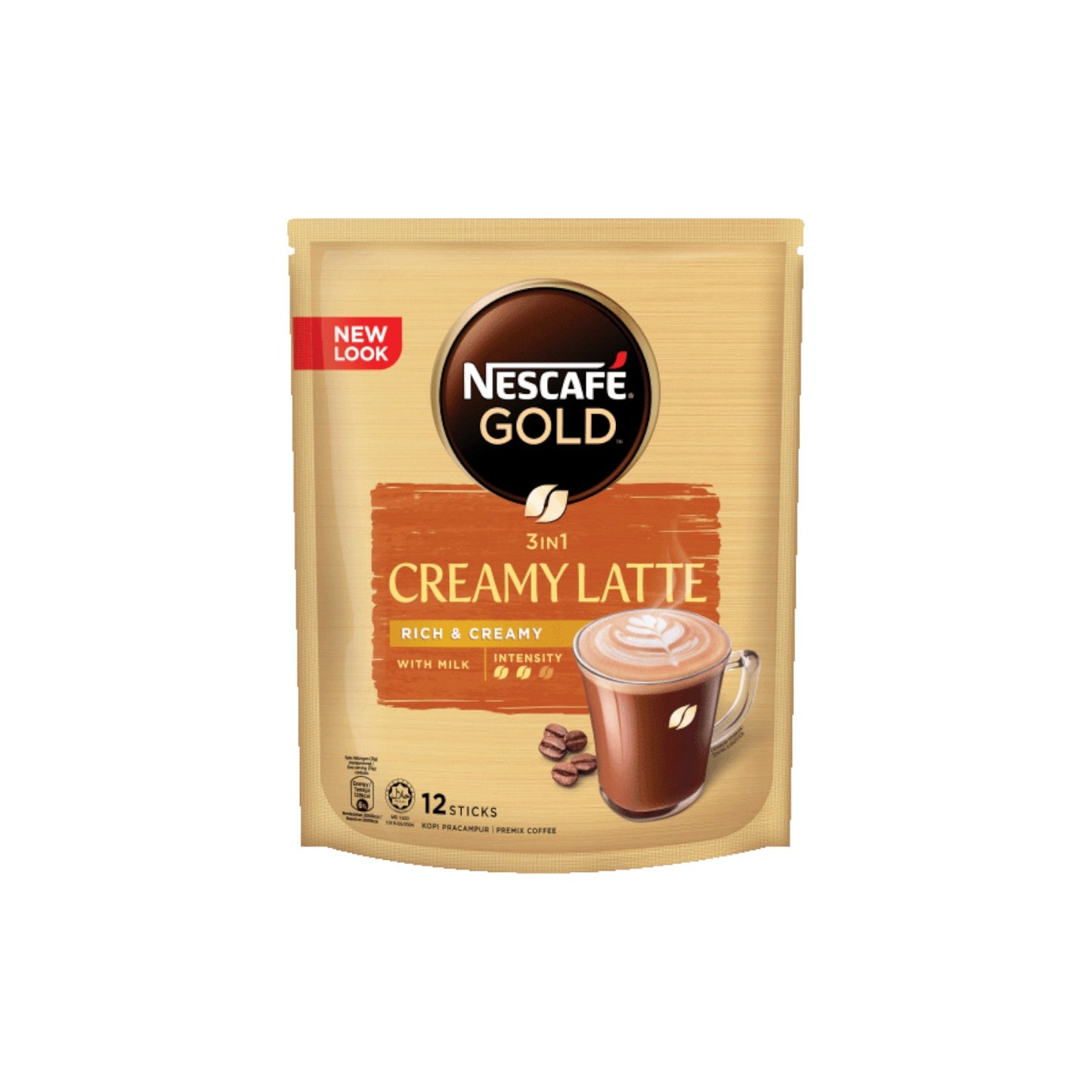 NESCAFE Gold 3 in 1 Creamy Latte Instant Coffee (Rich & Creamy) 12 Sticks.