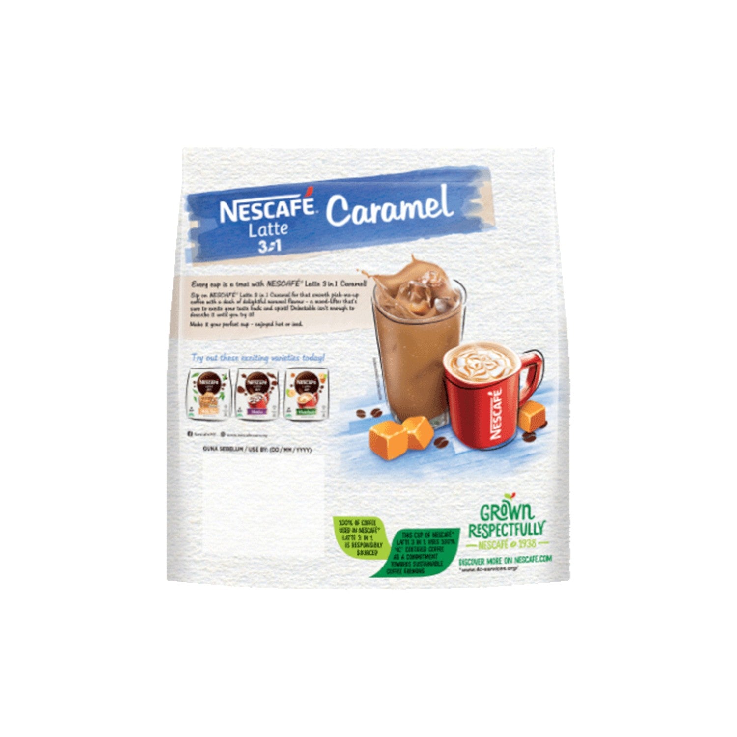 NESCAFE 3 in 1 Latte Caramel Instant Coffee 20 Sticks.