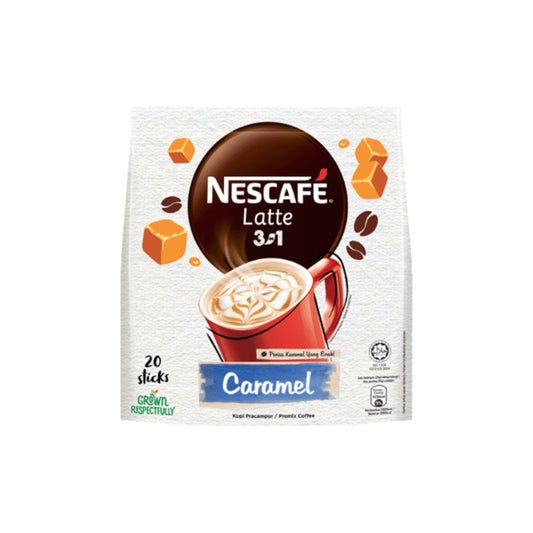 NESCAFE 3 in 1 Latte Caramel Instant Coffee 20 Sticks.