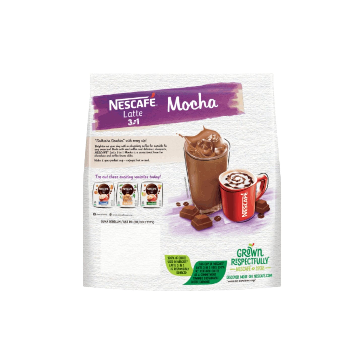 NESCAFE 3 in 1 Latte Mocha Instant Coffee 15 Sticks.