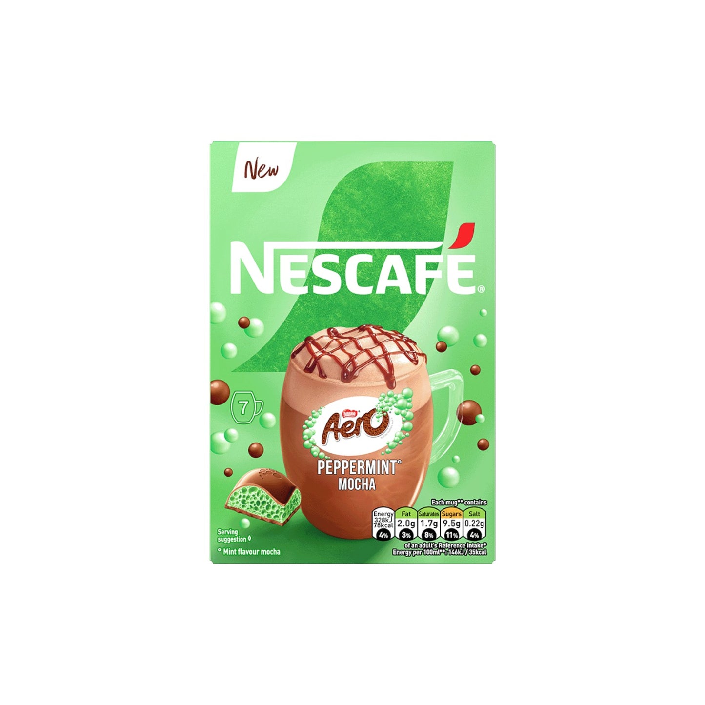 NESCAFE AERO Peppermint Mocha (7 x 19g ) Sachets.