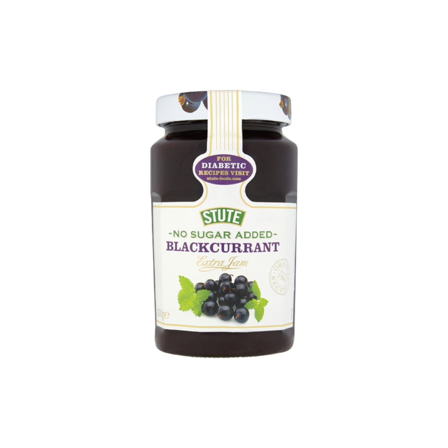 STUTE No Sugar Added Blackcurrant Jam 430g.