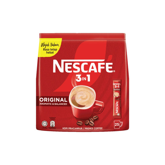 NESCAFE 3 in 1 Original Instant Coffee (Aromatic & Balanced) 25 Sticks.