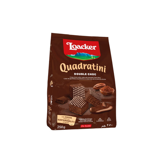 Loacker Quadratini Double Choc Crispy Wafer 250g.