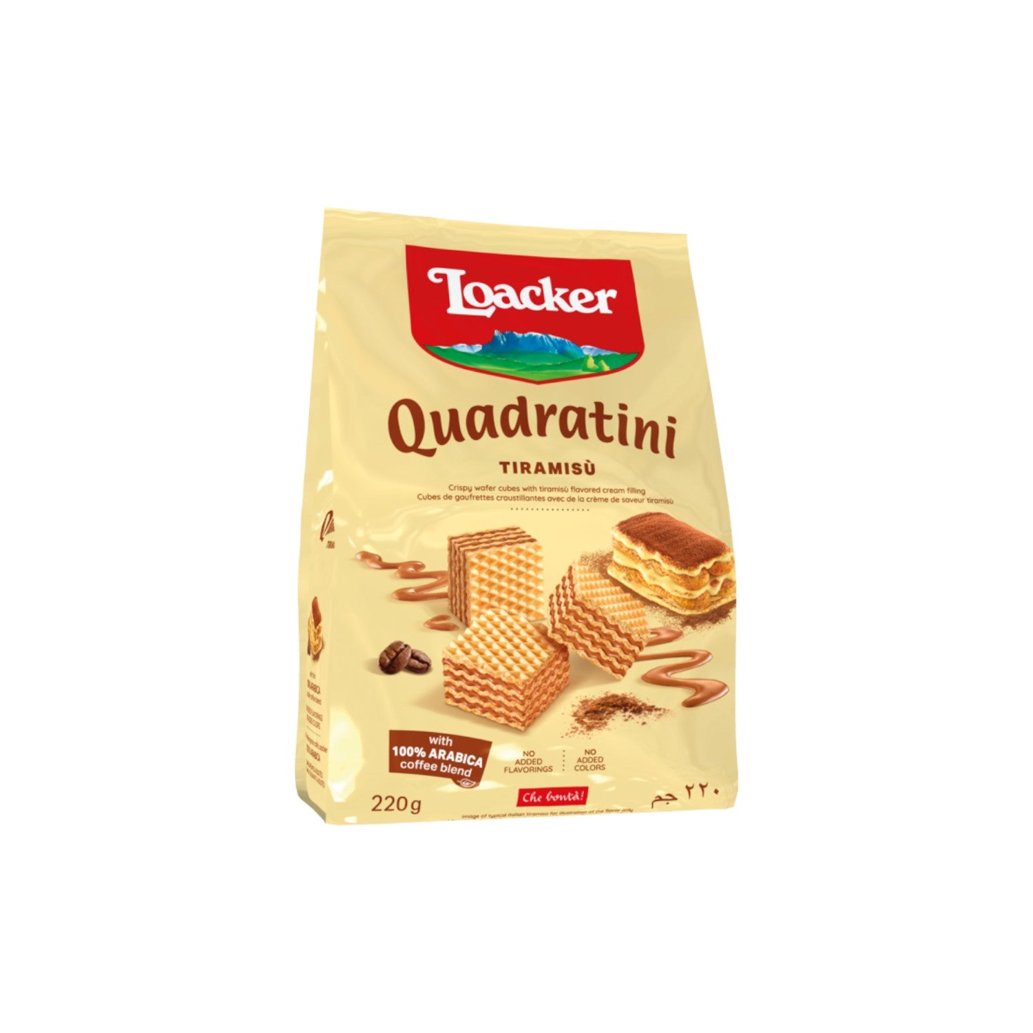 Loacker Quadratini Tiramisu Crispy Wafer 220g.