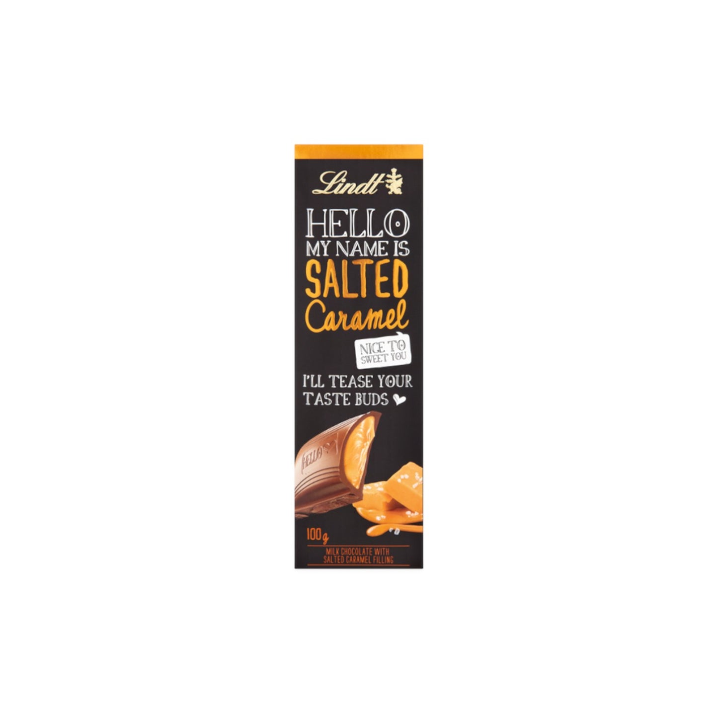 Lindt HELLO Salted Caramel Bar 100g.