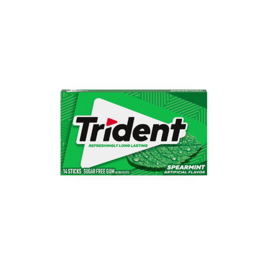 Trident Spearmint Sugarfree Chewing Gum. (14 Pieces)