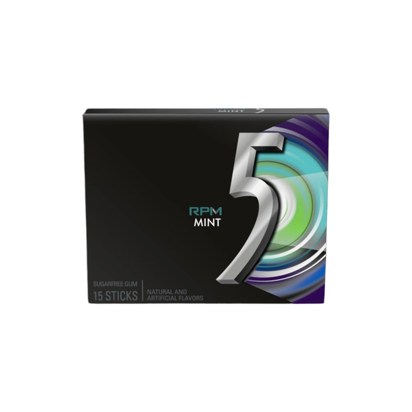 5 Gum RPM Mint Sugarfree Chewing Gum. (15 Sticks)