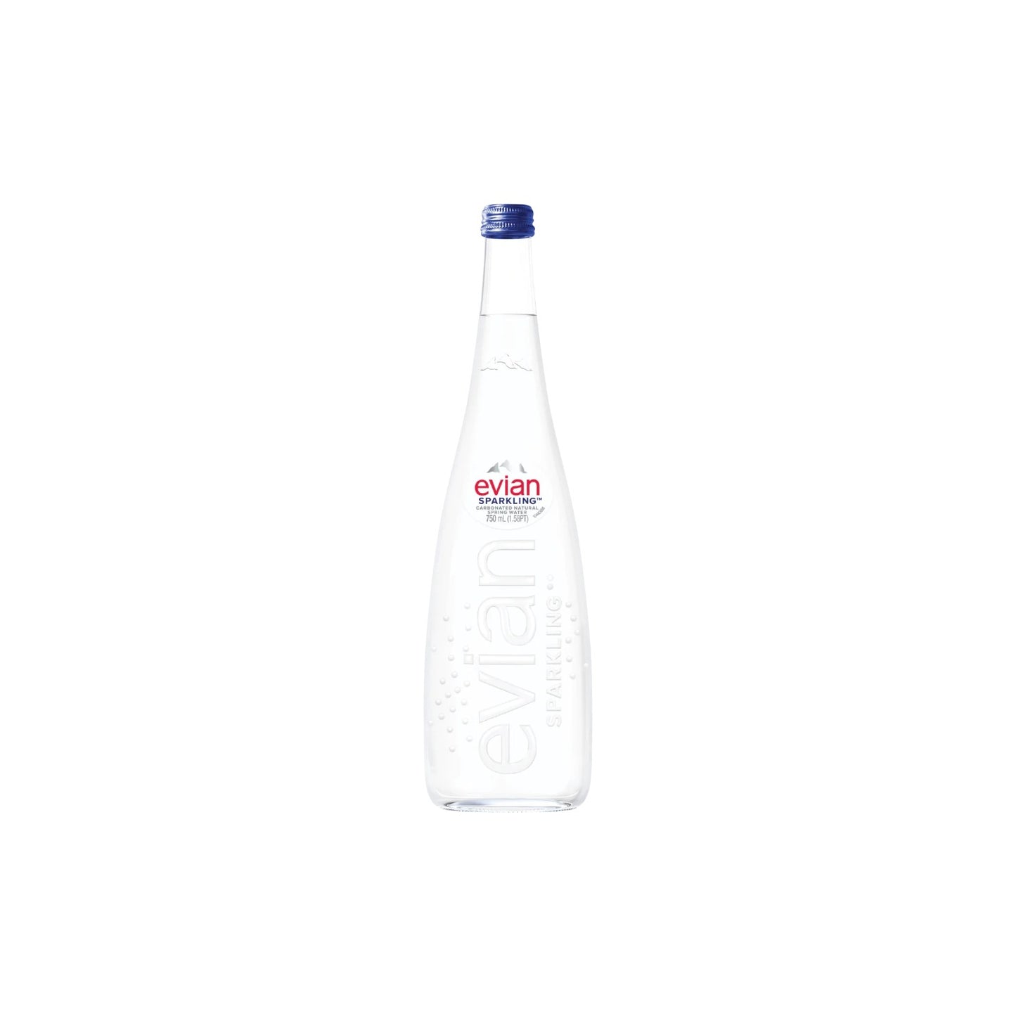 evian Sparkling Carbonated Natural Spring Water 750ml.(glass bottle)