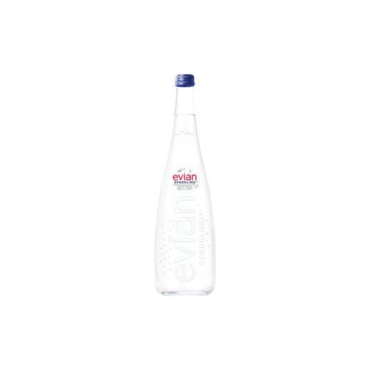 evian Sparkling Carbonated Natural Spring Water 750ml.(glass bottle)