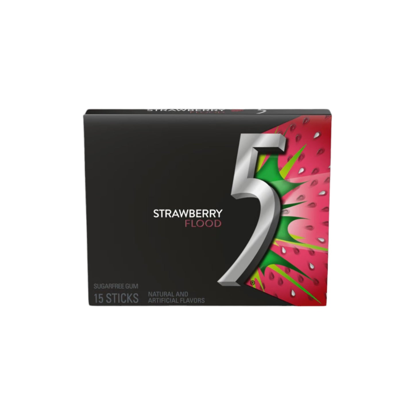 5 Gum Strawberry Flood Sugarfree Chewing Gum. (15 Sticks)