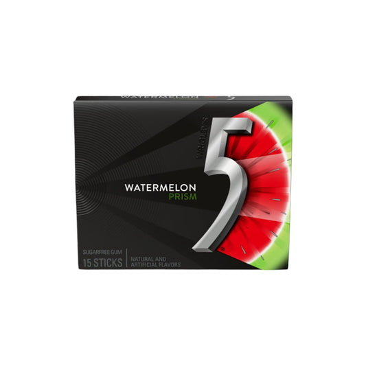 5 Gum Watermelon Prism Sugarfree Chewing Gum.(15 Sticks)