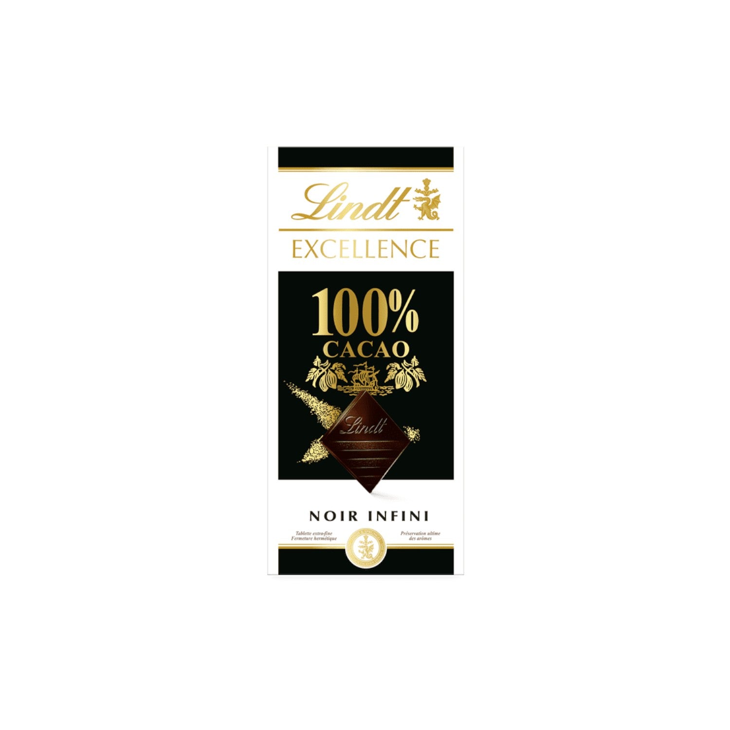 Lindt Excellence Dark 100% Cocoa Chocolate Bar 50g.