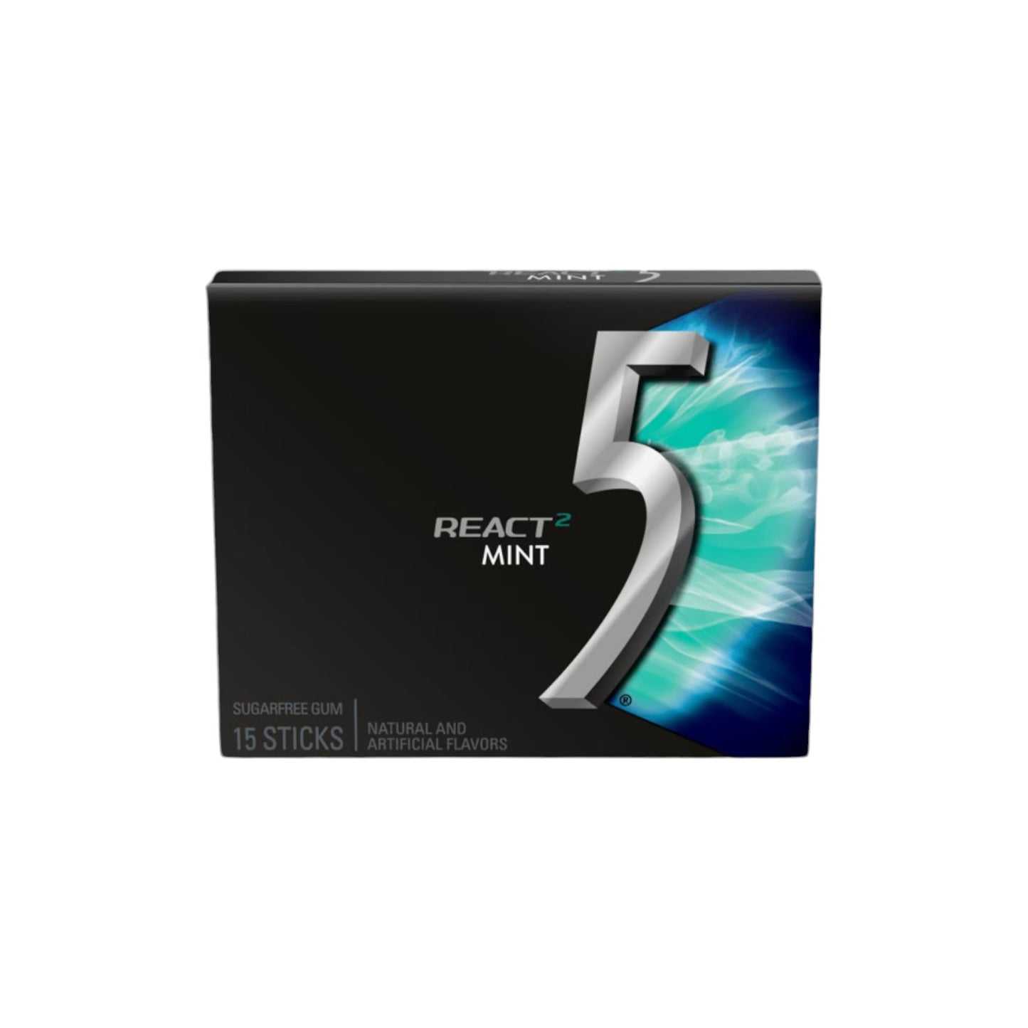 5 Gum React Mint Sugarfree Chewing Gum. (15 Sticks)