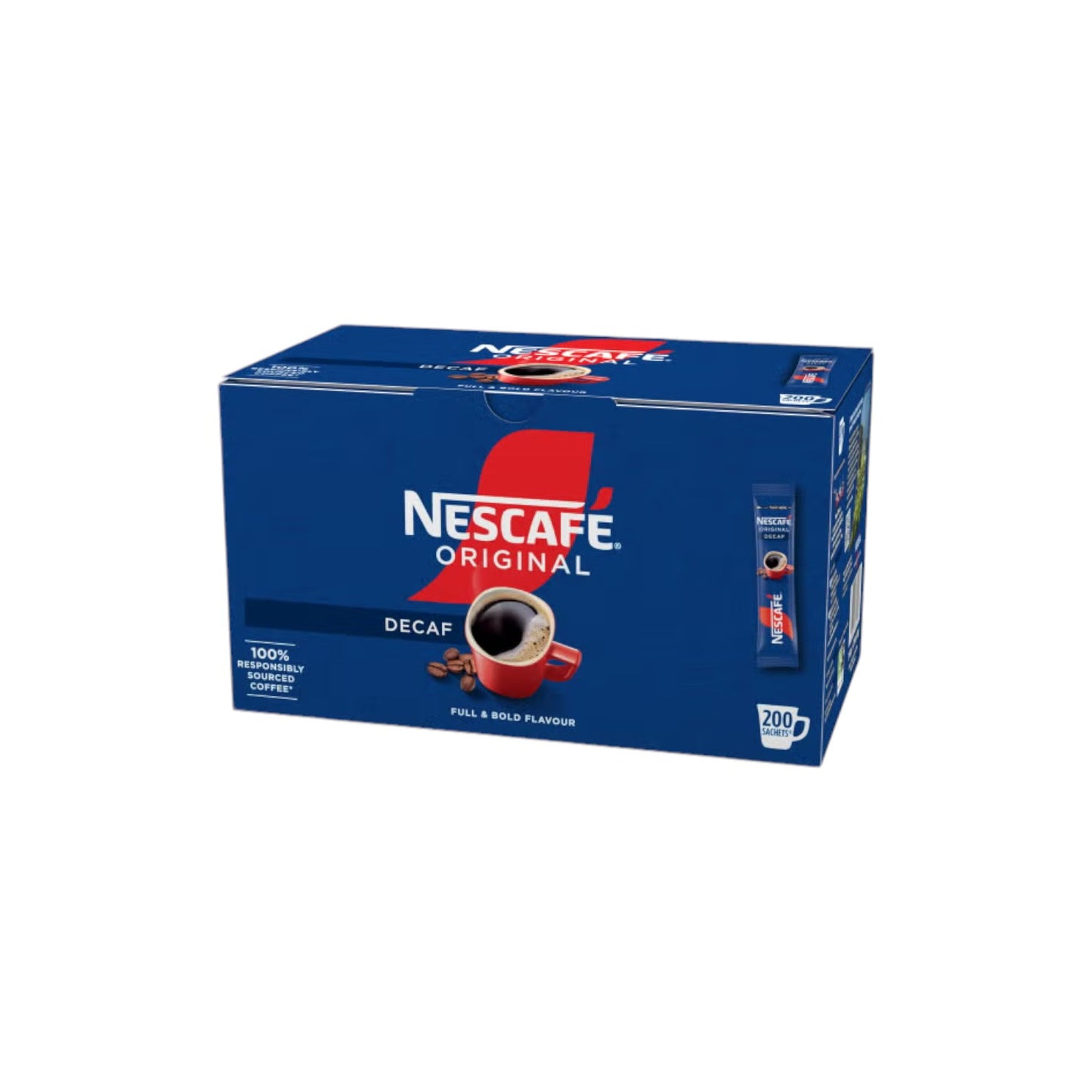 NESCAFE Original Decaf Instant Coffee Sachets (200 x 1.8g Sticks).