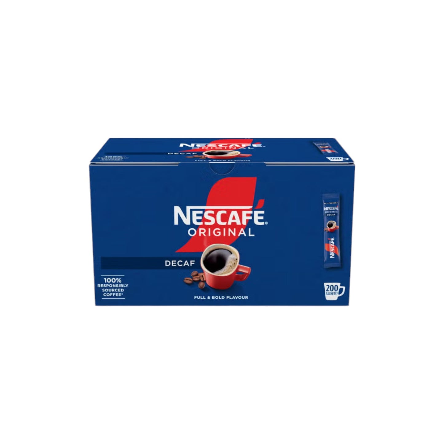 NESCAFE Original Decaf Instant Coffee Sachets (200 x 1.8g Sticks).