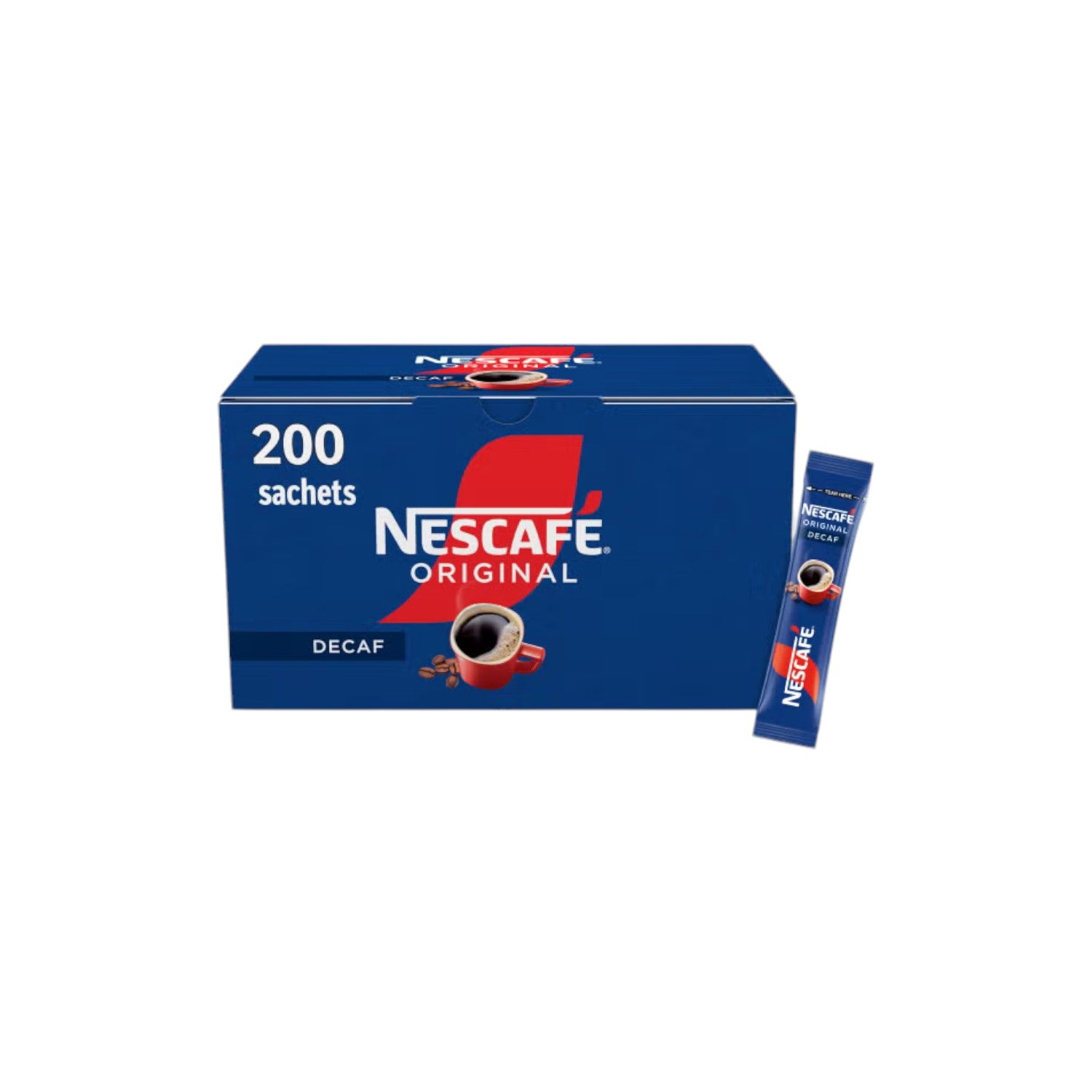 NESCAFE Original Decaf Instant Coffee Sachets (200 x 1.8g Sticks).