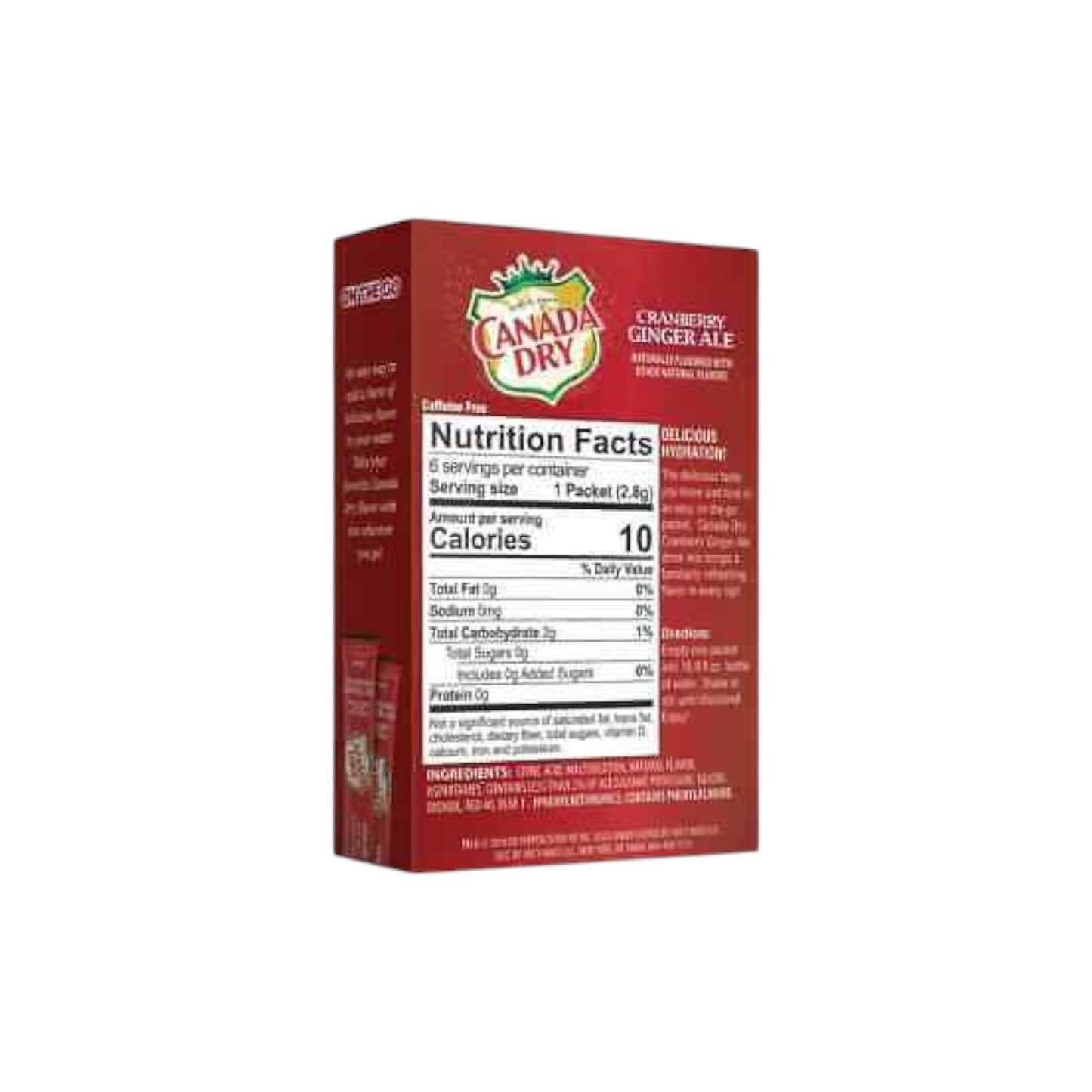 CANADA DRY Cranberry Ginger Ale (sugar free) Drink Mix.(6 packets)