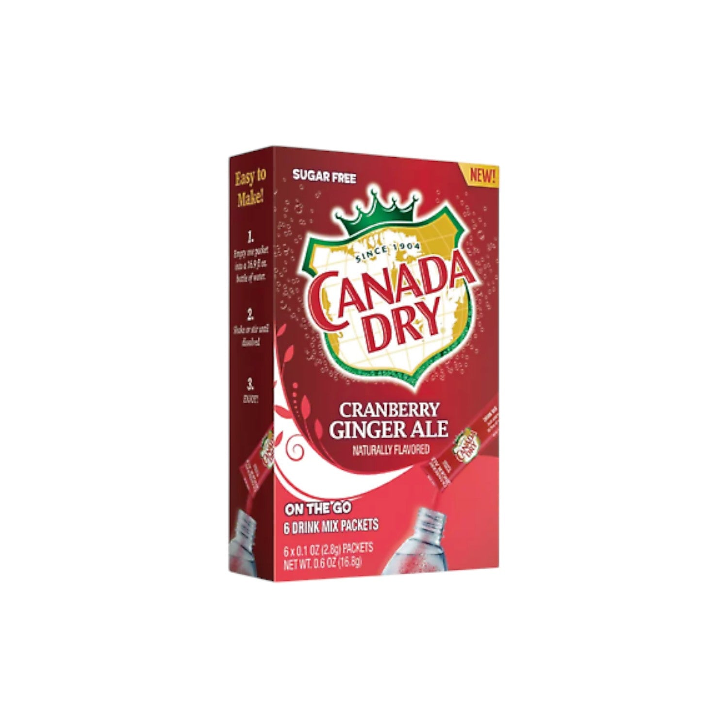 CANADA DRY Cranberry Ginger Ale (sugar free) Drink Mix(6 packets)