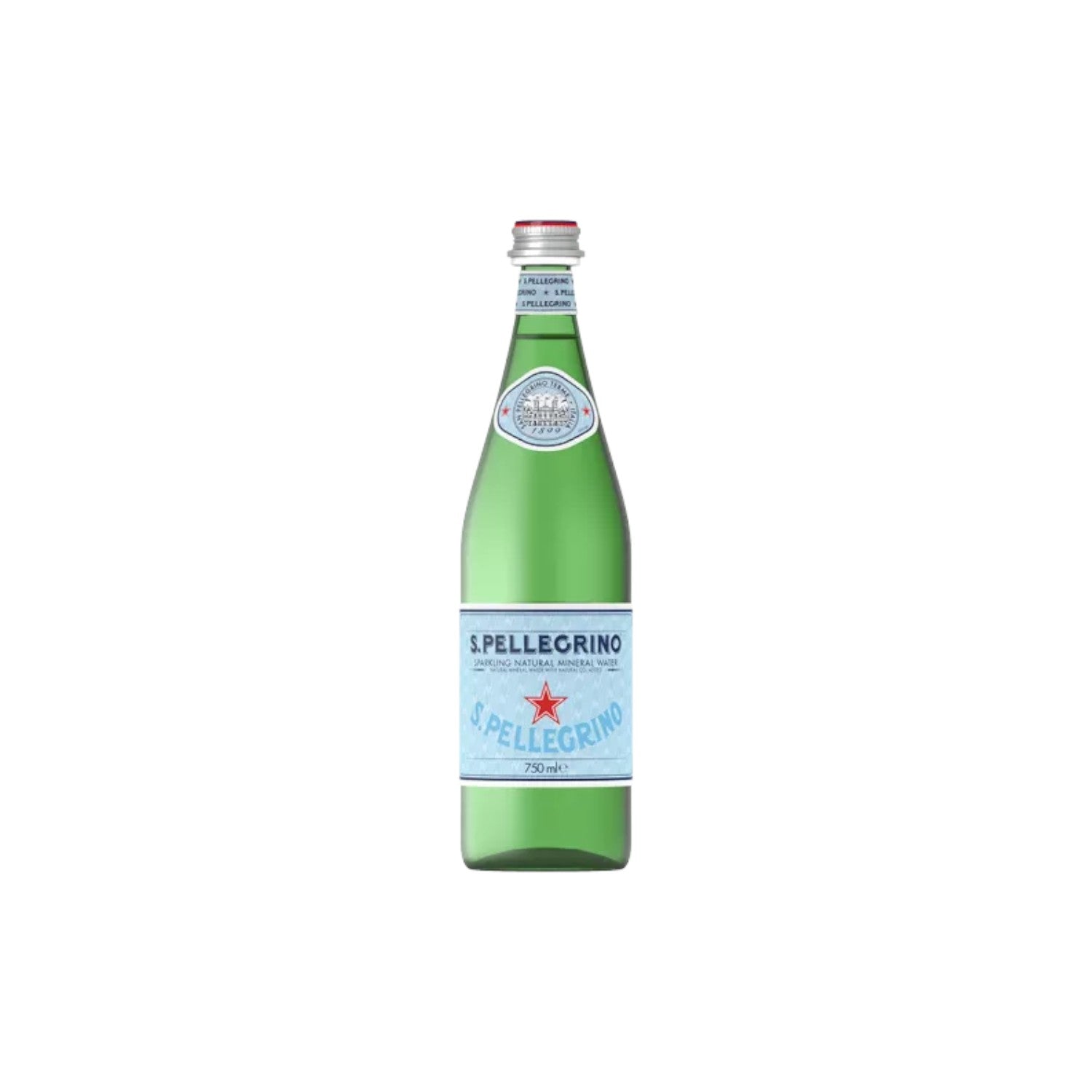 S.Pellegrino Sparkling Natural Mineral Water 750ml. (glass bottle)