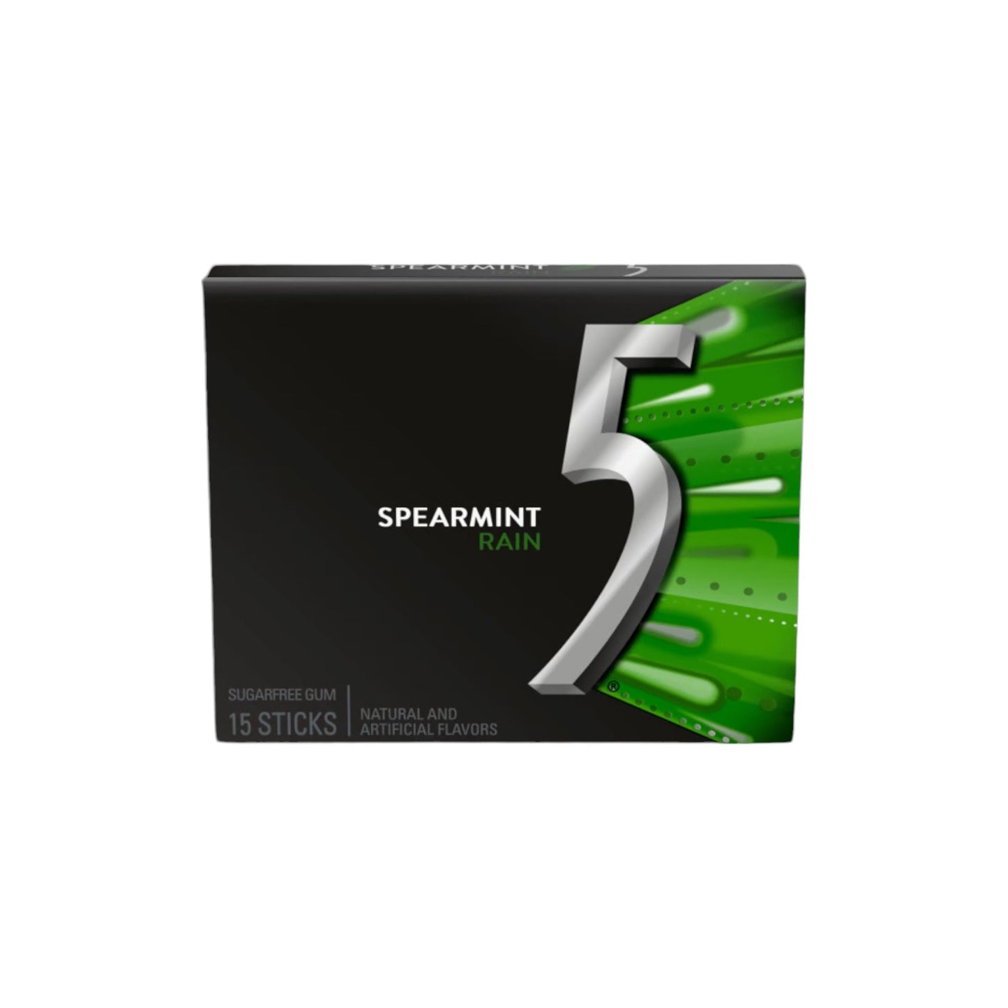 5 Gum Spearmint Rain Sugarfree Chewing Gum. (15Sticks)